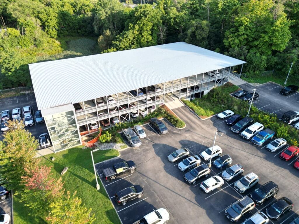 parking structure used for an auto dealership in Kitchener Ontario.